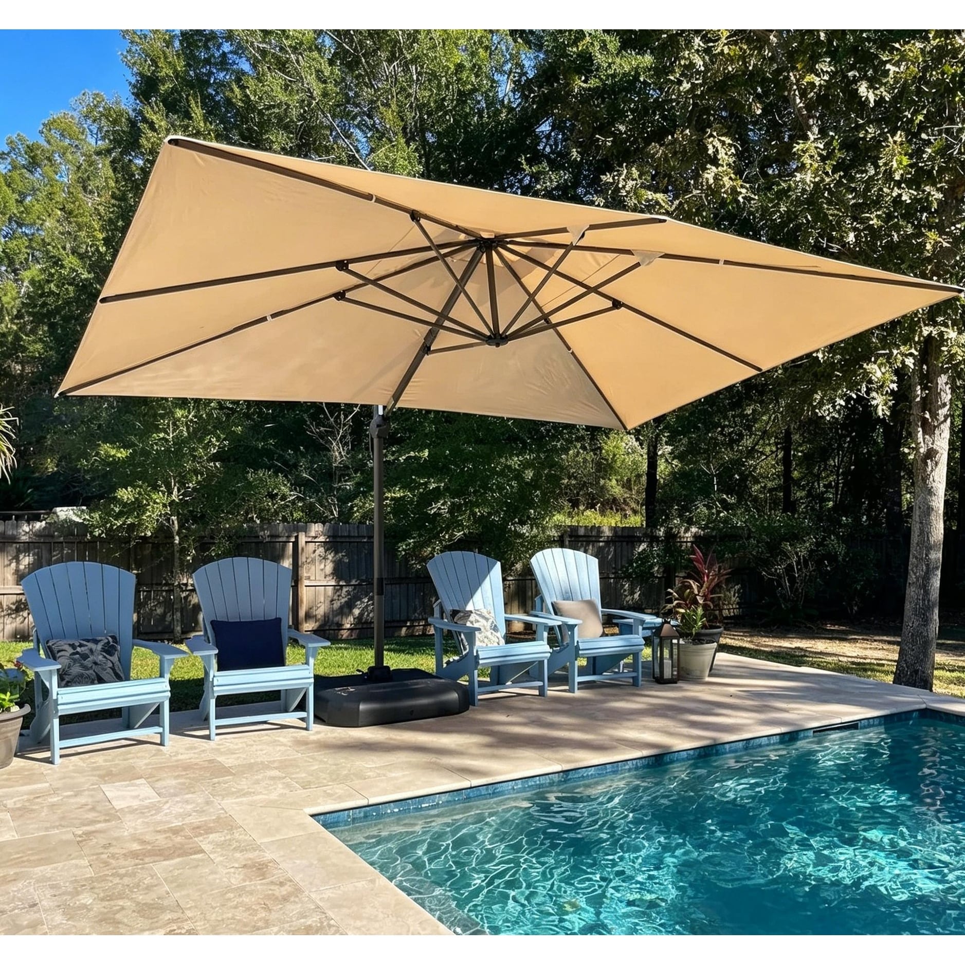PURPLE LEAF Extra Large Premium Patio Cantilever Offset Umbrella With Base OVERSIZE