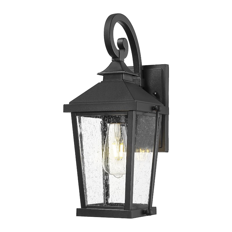 16 Inch Black Outdoor Light Fixture with Seeded Glass - 1 Pack