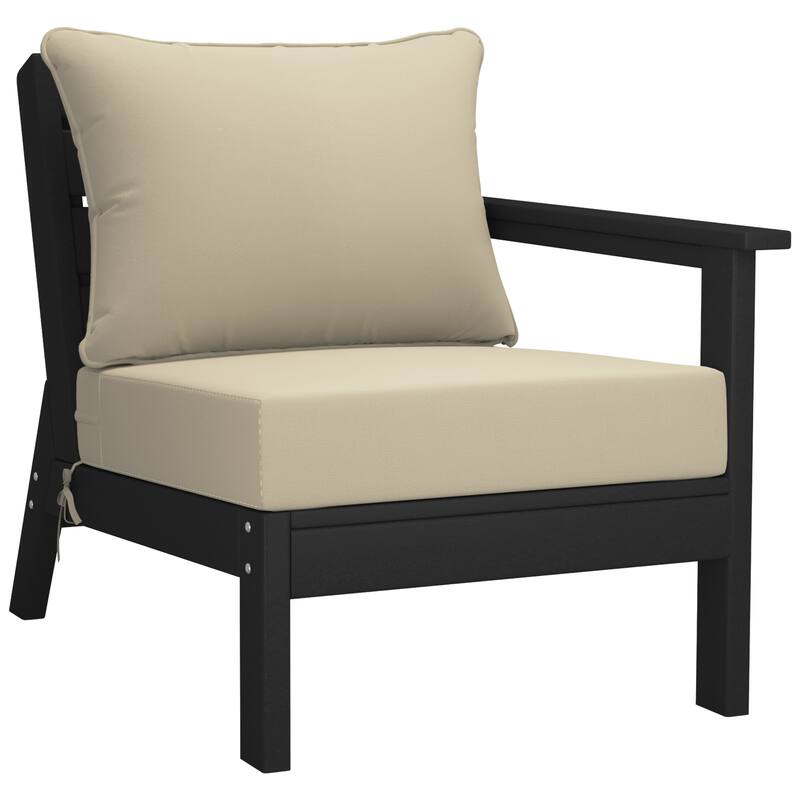 Birchwood All Weather HDPE Outdoor Patio Black Deep Seating Conversation Set (6-Piece Set)