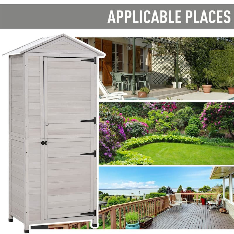 Outsunny 36" x 25" x 79" Wooden Storage Shed Cabinet