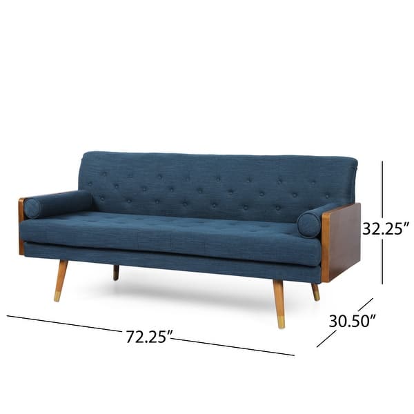 dimension image slide 0 of 2, Jalon Mid-century Modern Tufted Fabric Sofa by Christopher Knight Home