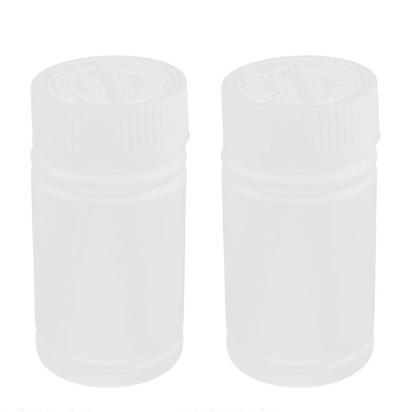 Plastic White Medicine Bottle Pill Box Chemical Reagent Container 2pcs