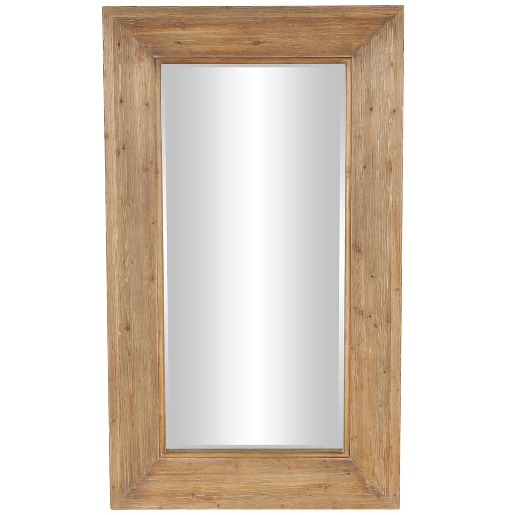Wood Room Floor Mirror with Natural Wood Grains - Brown - Roche River Decor