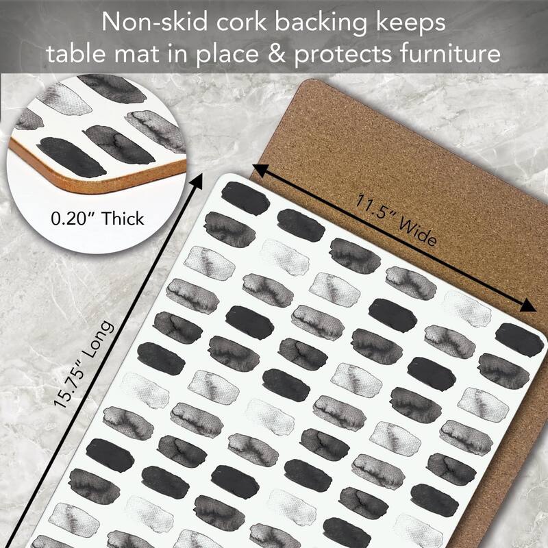 Paint Stripes Decorative Hardboard Placemats with Protective Cork Backing 4 Pack Heat Tolerant and Easily Wipes Clean