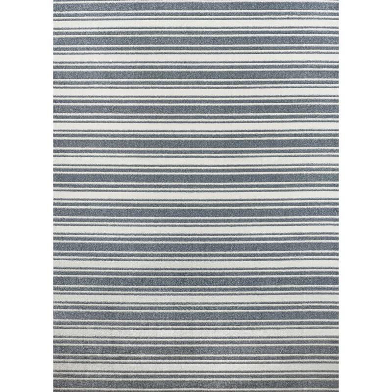 JONATHAN Y Maze Two-Tone Striped Classic Low-Pile Machine-Washable Cream/Light Gray Area Rug - 5 X 8 - Cream/Dark Gray