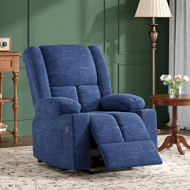 Power Lift Recliner Chair, Lounge Chaise Chair with Heat Functions, Massage Chair with USB Ports & Cup Holders
