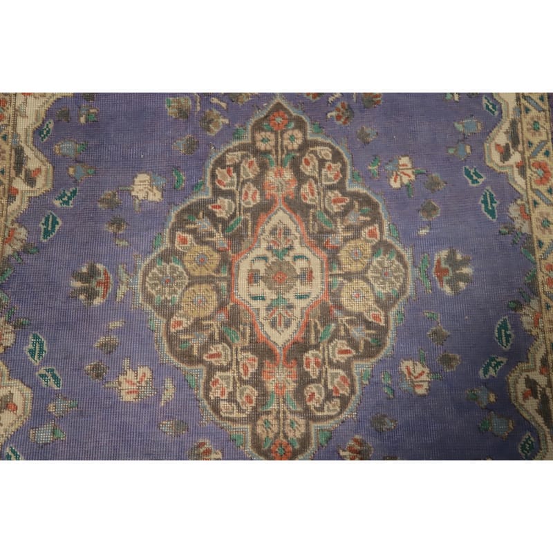 Hand Knotted Oriental 100% Wool Carpet Traditional Floral Purples Tabriz Area Rug - 6' 0'' X 4' 6''