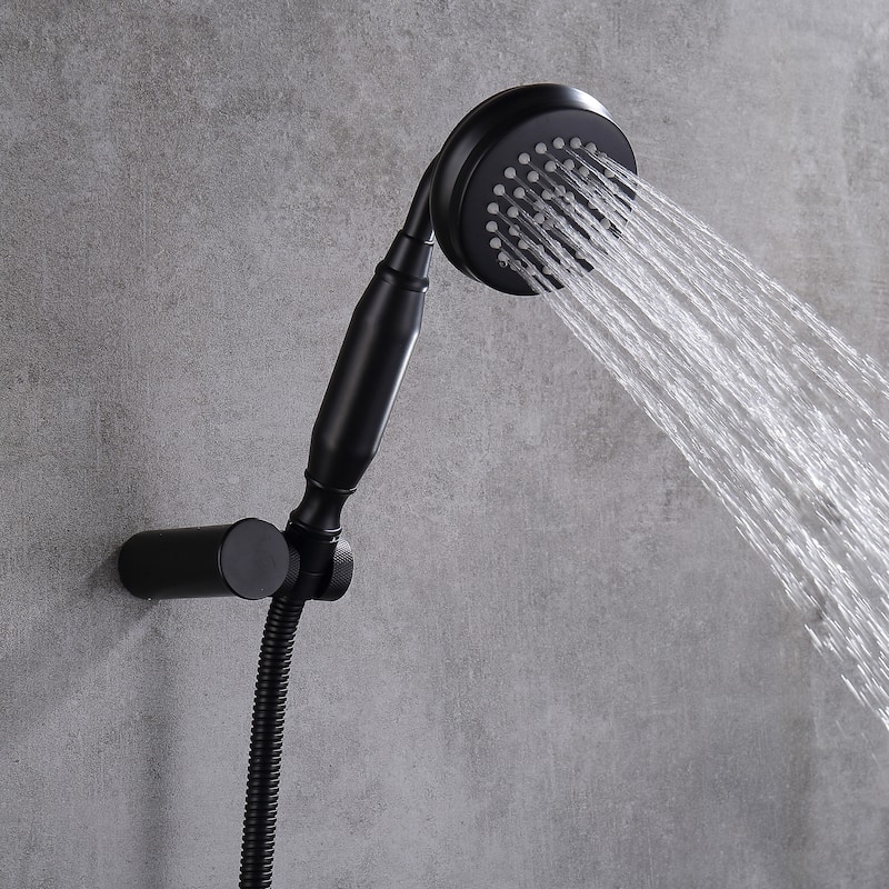 Modern Wall Mounted Bathtub Faucet Tub Filler With High-pressure Handheld Shower in Black / Gold
