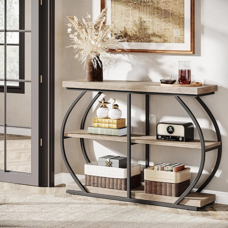 41.3 Inches Console Table, Industrial 3-Tier Entryway Table