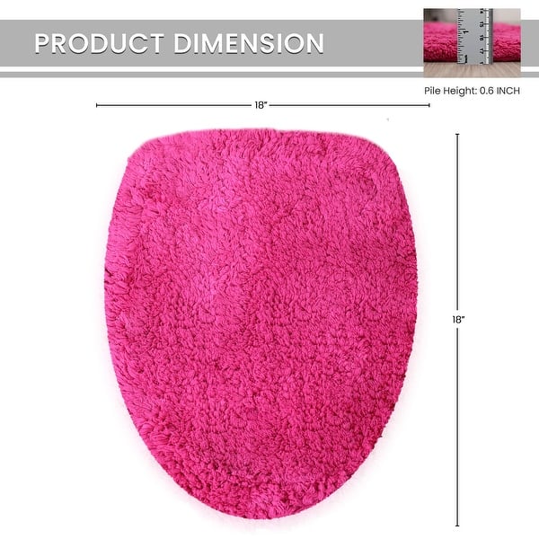 dimension image slide 4 of 17, Home Weavers Waterford Collection Cotton Toilet Lid Rug | Elastic Fit | Fit Most Standard Toilet Lid | 18"x18"