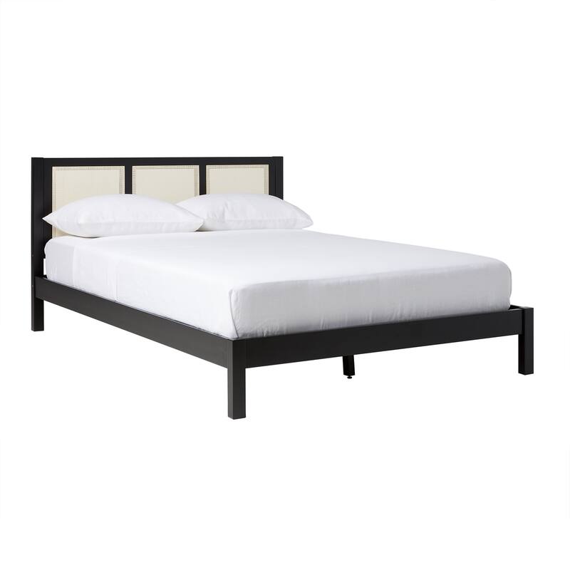Middlebrook Designs Boho Solid Wood Rattan Headboard Queen Bedframe
