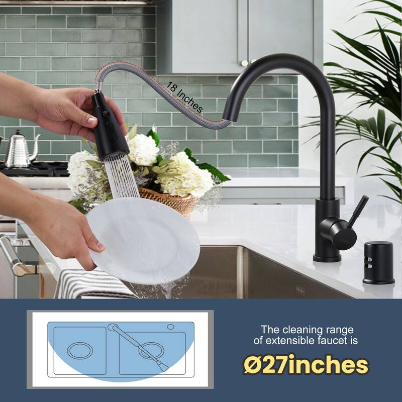 WOWOW Pull Down Sprayer Kitchen Faucet with Dishwasher Air Gap