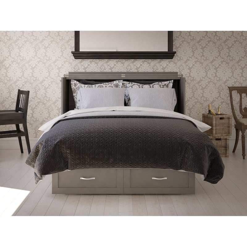Monroe Queen Murphy Bed Chest with Mattress and Built-In Charger