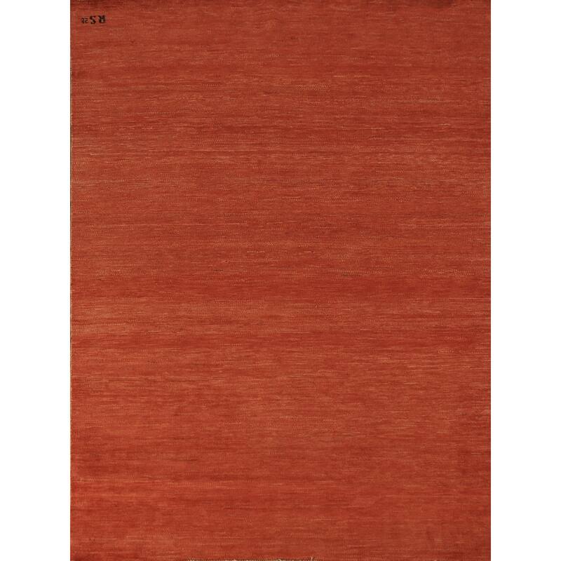 Striped Orange Gabbeh Modern Rug Handmade Wool Carpet - 4'9" x 6'6"