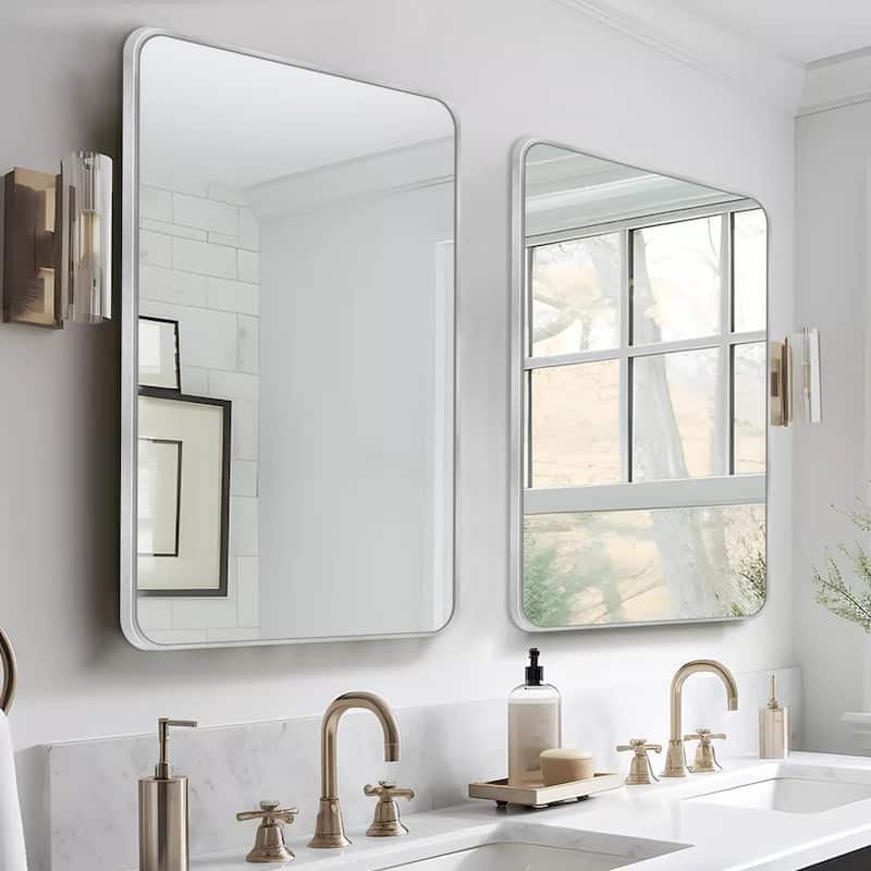 2 Pack Rectangle Vanity Mirror Wall Mirror - 30X40 - Silver