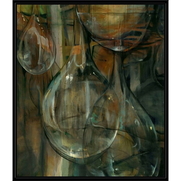 30" Green and Black Water Drop Scenery Printed on Canvas with Floated Frame Wall Art - N/A