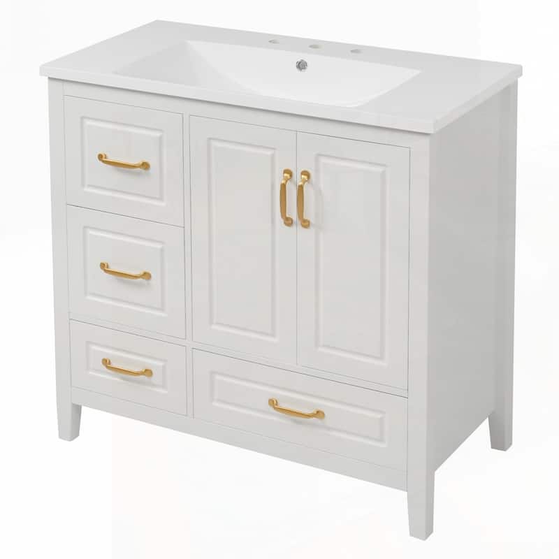 4 Soft-Closing Drawers 36 inch Bathroom Vanity with Sink