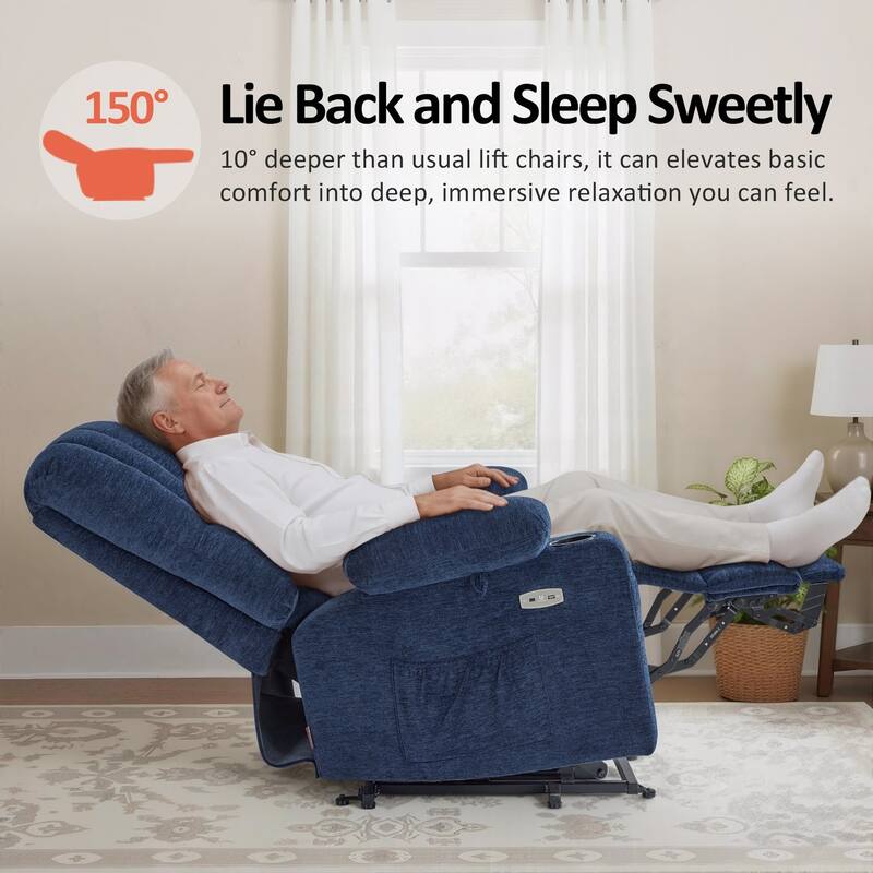 Power Lift Recliner Chair for Elderly, Massage and Heat, Faux Leather & Fabric