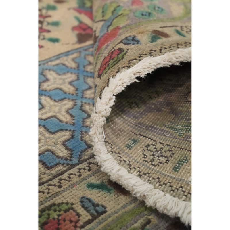 Hand Knotted Oriental 100% Wool Carpet Traditional Floral Beige & Ivories Tabriz Area Rug - 10' 3'' X 7' 1''