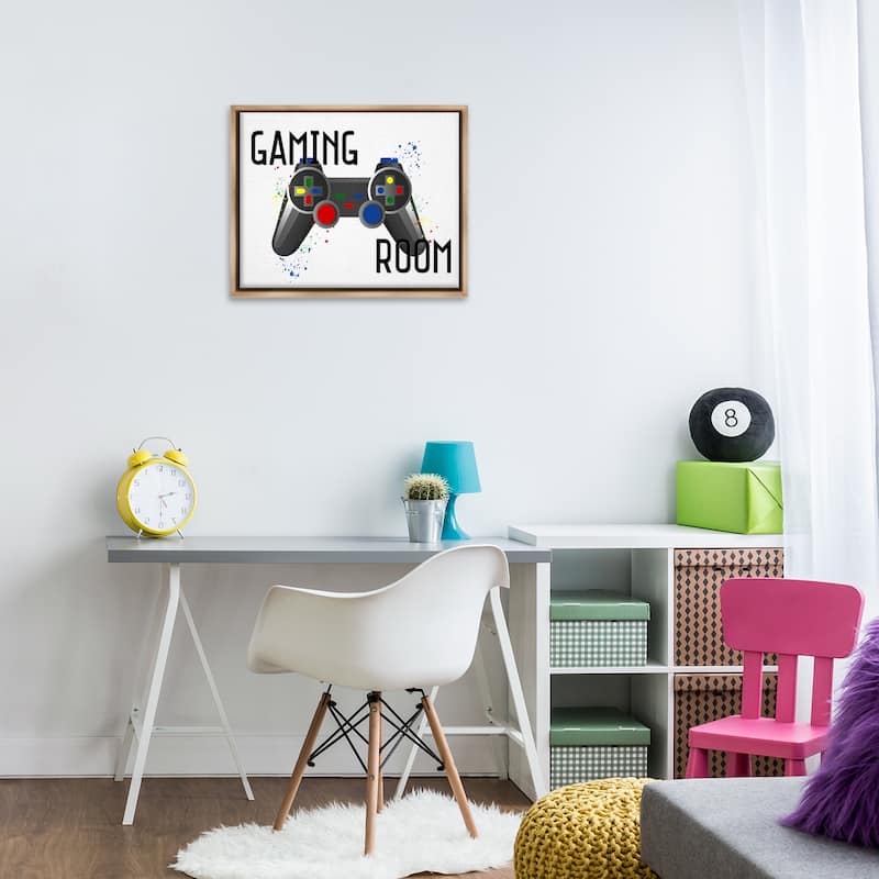 Stupell Gaming Room Modern Controller Framed Floater Canvas Wall Art Design By Kim Allen