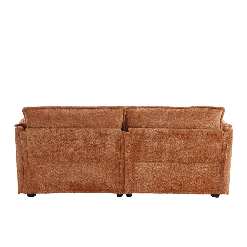 Chenille Double Sofa with Footstool, Removable Arms
