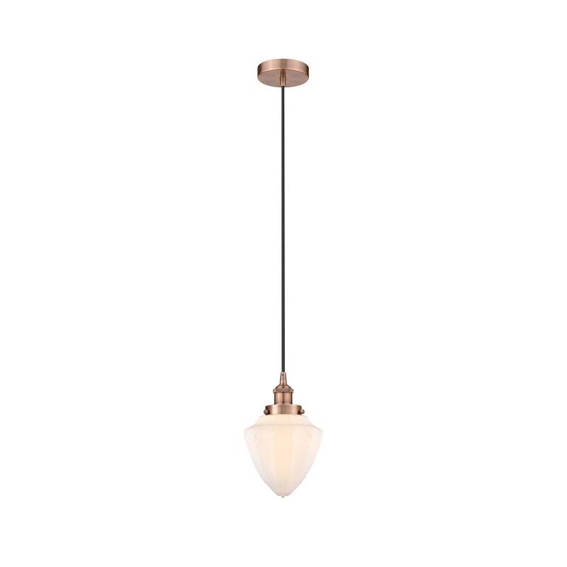 Innovations Lighting Bullet - 1 Light 7" Cord Hung Mini Pendant - Antique Copper/Matte White