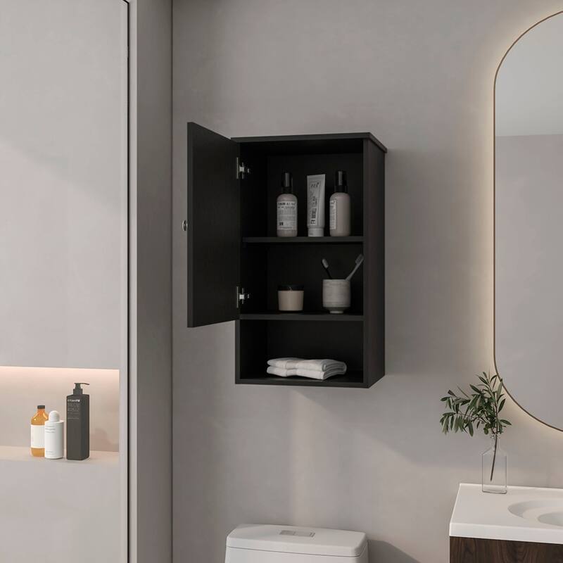 Medicine Cabinet with Single Door, Soft Close System and 3 Storage Shelves, Easy Assembly, Bathroom