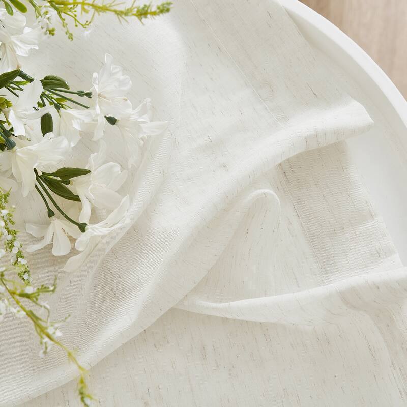 HLC.me Sierra Burlap Flax Linen Semi Sheer Light Filtering Transparent Window Grommet Thick Curtains Panels - Set of 2