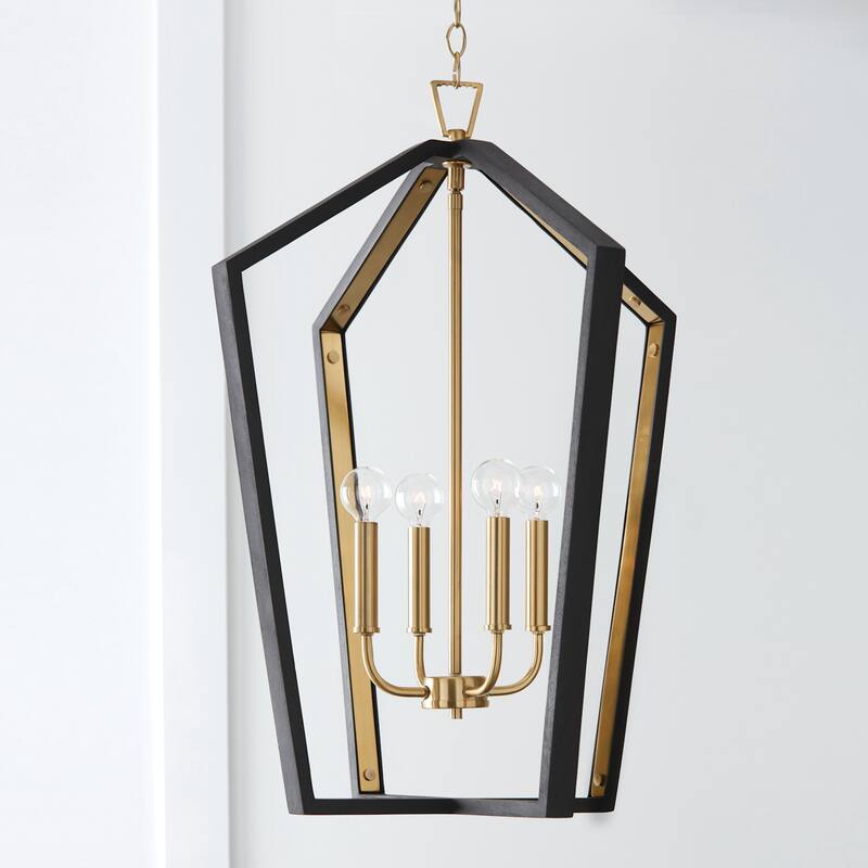 Maren 4-light Pendant w/ Handcrafted Mango Wood