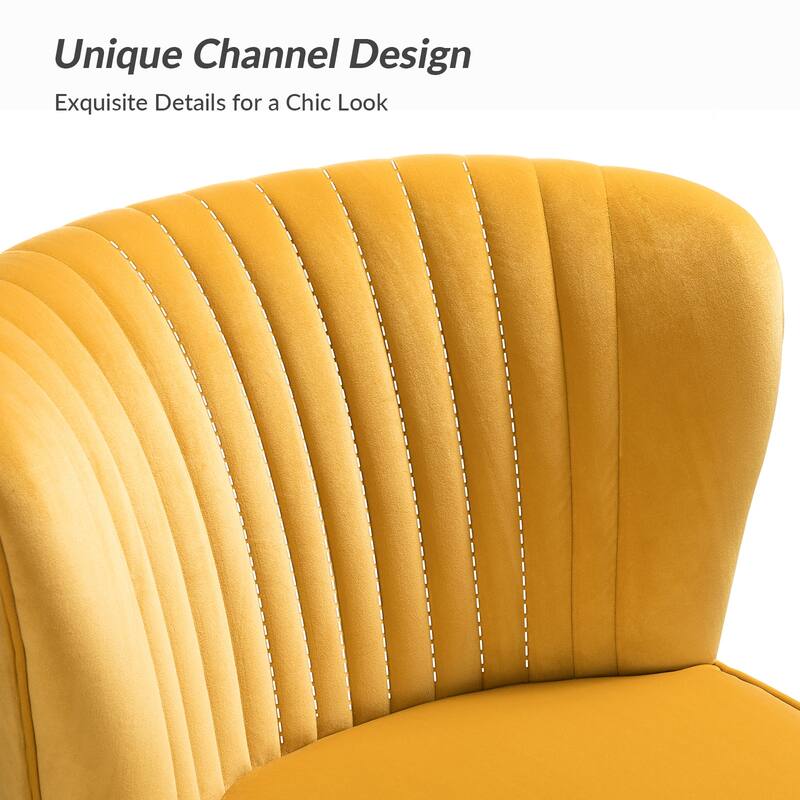 Monica 22''W Upholstered Modern Tufted Accent Side Chair with Gold Legs by HULALA HOME