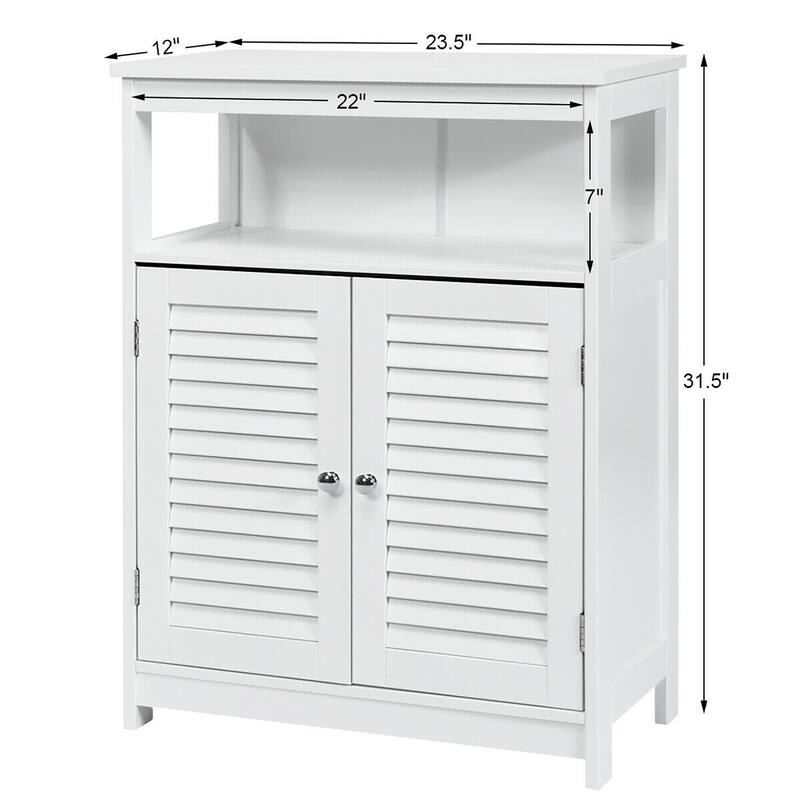Costway Bathroom Storage Wood Floor Cabinet with Double Shutter Door