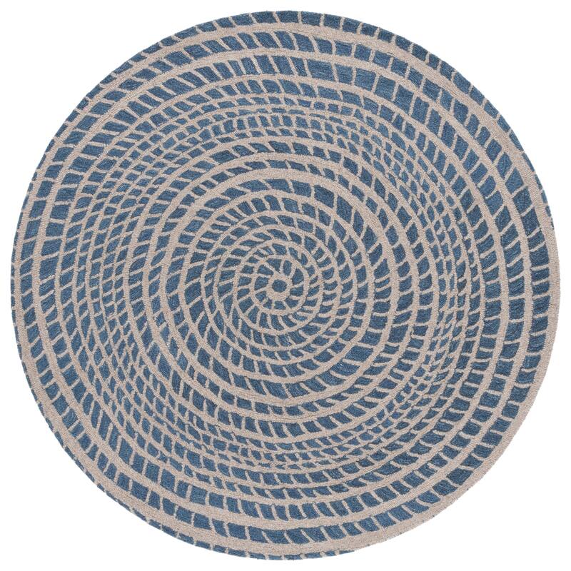SAFAVIEH Handmade Ebony Nailja Modern Wool Rug - 6' Round - Blue/Ivory