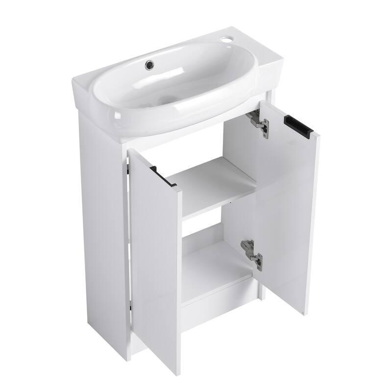 Beingnext 16"/23" Bathroom Vanity with Sink, Floating/Freestanding Bathroom Vanity with Soft Close Door