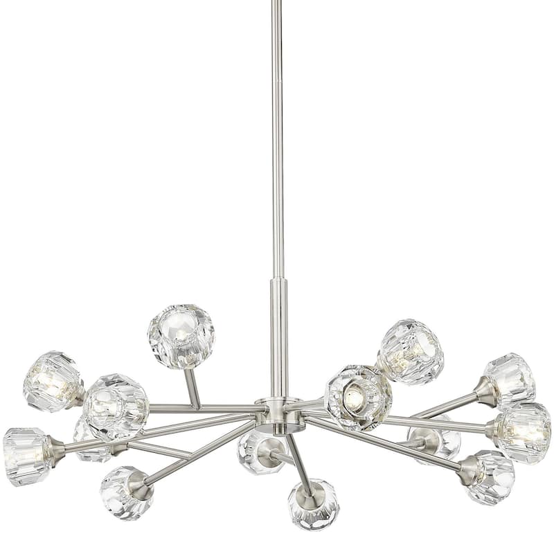 Innovations Lighting 465-14CR-12-28 Aurora Chandelier Aurora 14 Light - Satin Nickel / Clear