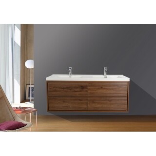 Sage 60" wall mounted bathroom vanity with double basin acrylic top