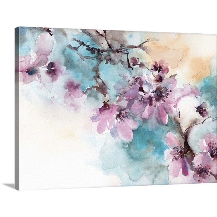 Shop Cherry Blossoms On Blue Canvas Wall Art Overstock 21000753