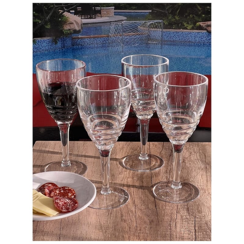 Swirl Plastic Wine Glasses Set of 4 (12oz), BPA Free Acrylic Wine Glass Set,