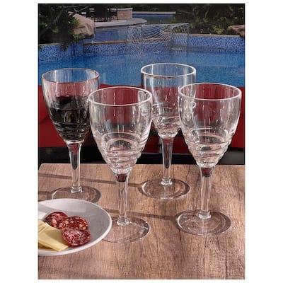 Swirl Plastic Wine Glasses Set of 4 (12oz), BPA Free Acrylic Wine Glass Set,