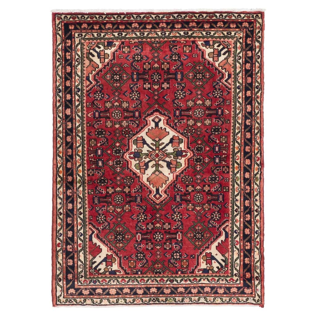 ECARPETGALLERY Hand-knotted Andelz Red Wool Rug - 3'6 x 4'11