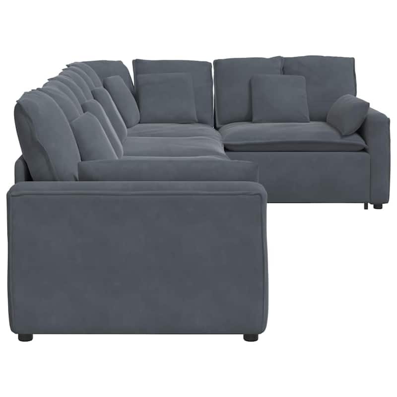 vidaXL Modular Sofa Dark Grey Velvet (100% polyester) L-shaped Modular - 85.4 x 164.2 x 25.2 in