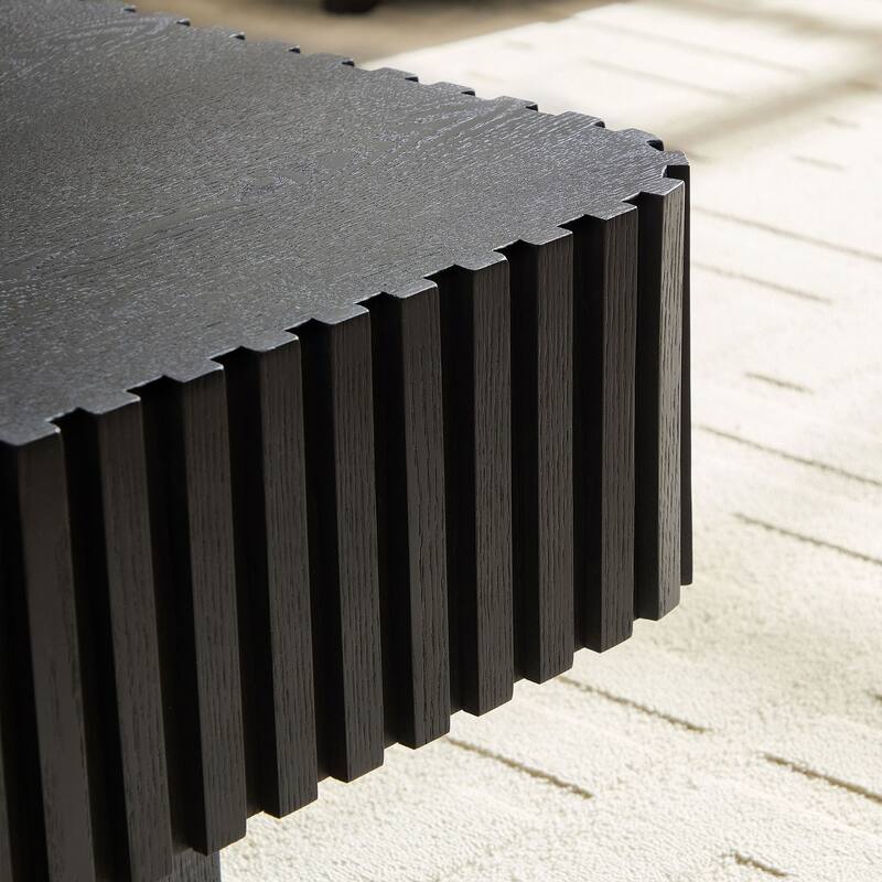 GDF Studio - Halden Modern Square Wood Veneer Coffee Table with Handcrafted Relief