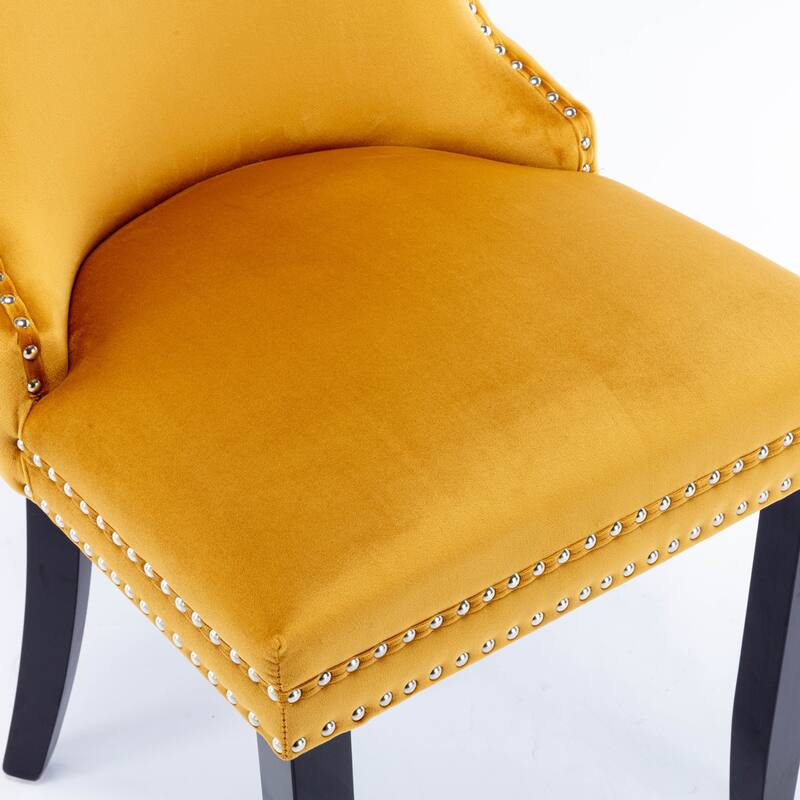 Dining Chairs, Dining Room Chair Set of 2, Upholstered Wing-Back Dining Chair with Backstitching Nailhead Trim & Solid Wood Legs