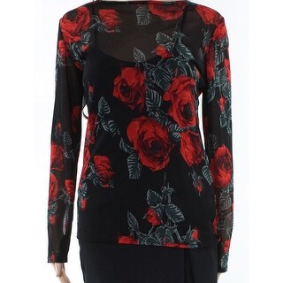 Shop Potter S Pot Black Red Womens Size Large L Rose Print Mesh