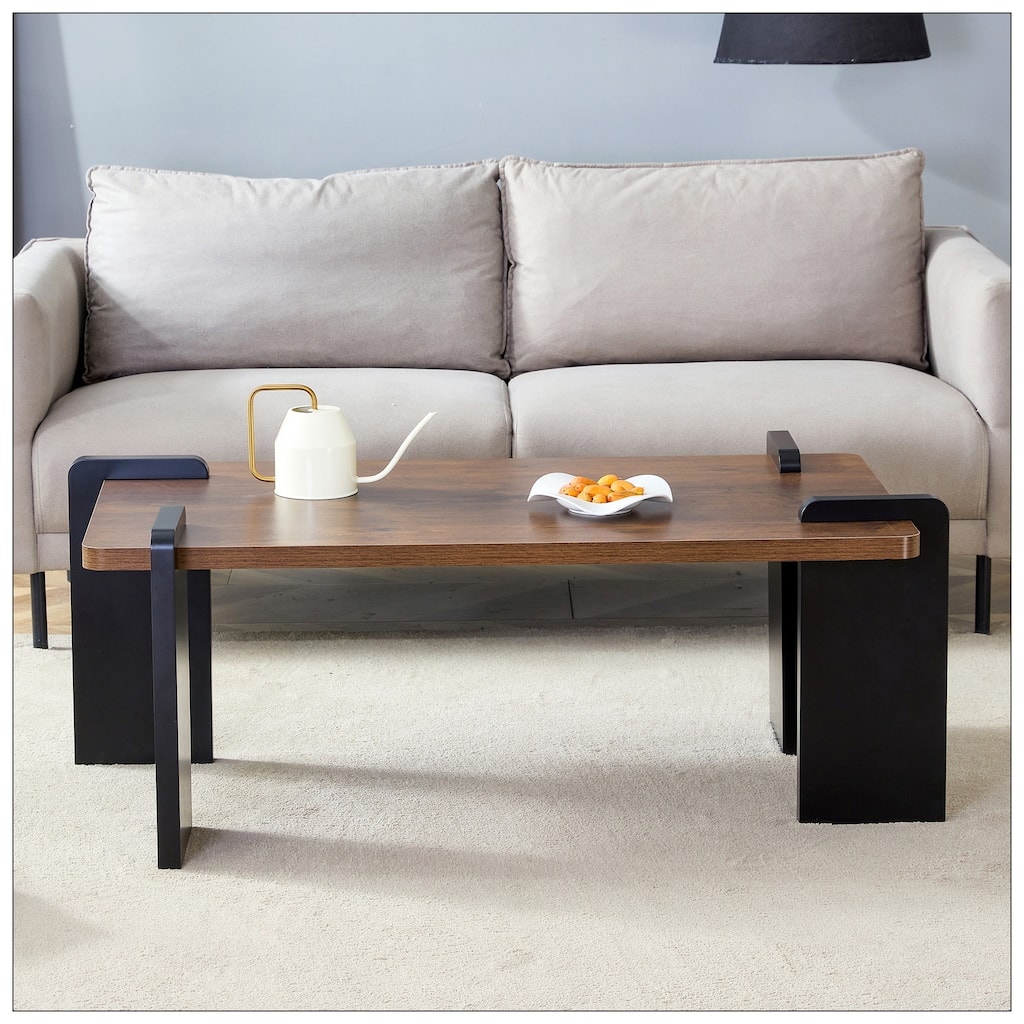 Walnut-colored MDF coffee table for modern minimalist living rooms