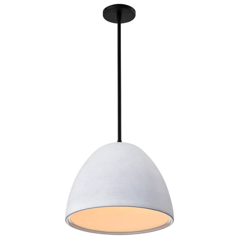 Collins 14 Inch Pendant with White Ceramic - Matte Black