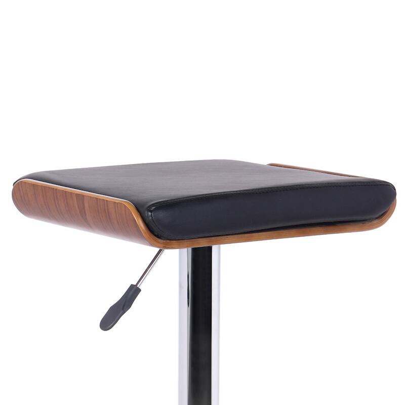 Black Fabric Adjustable Height Swivel Bar Chair with Chrome Iron Frame and Footrest - 18” x 17” x 33” (D x W x H)