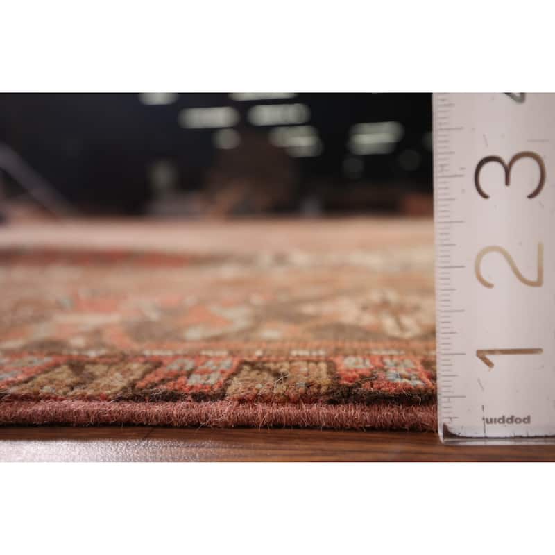 Orange Geometric Heriz Persian Vintage Area Rug Handmade Wool Carpet - 7'2"x 9'8"