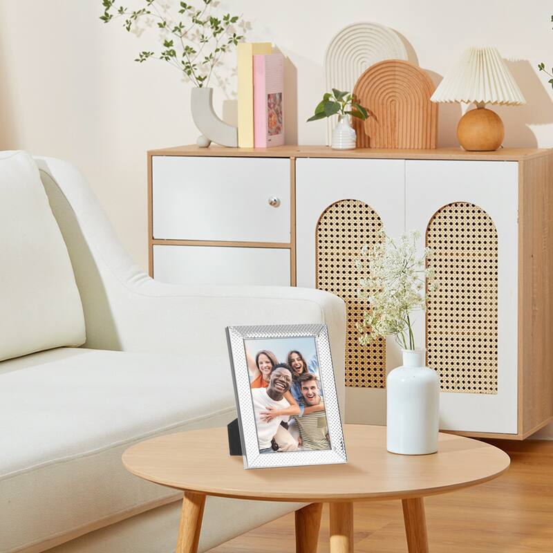 Simple Picture Frames, Metal Photo Frame with Real Glass, Display for Wedding Gift Home Tabletop Decor - Silver - 5x7