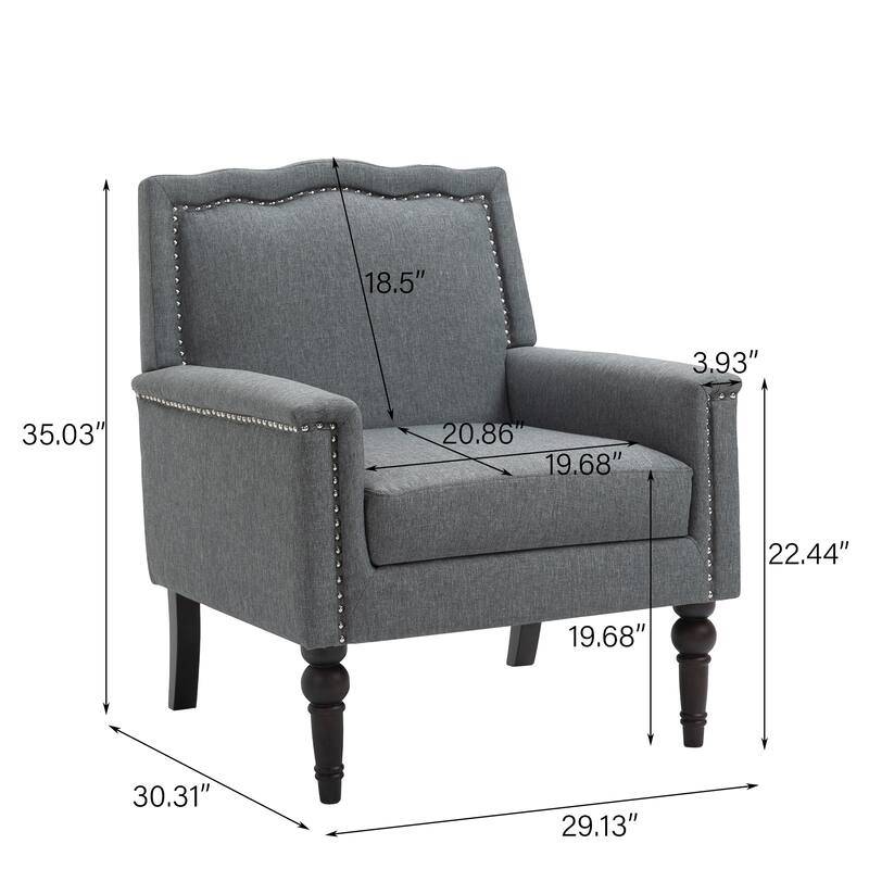 Modern Armchair Accent Chair Cotton Linen Living Room Chair