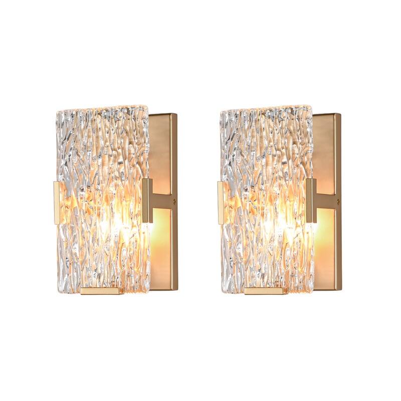 KAWOTI Glam 1- Light Wall Sconce with Textured Glass Shade - 2 Pack